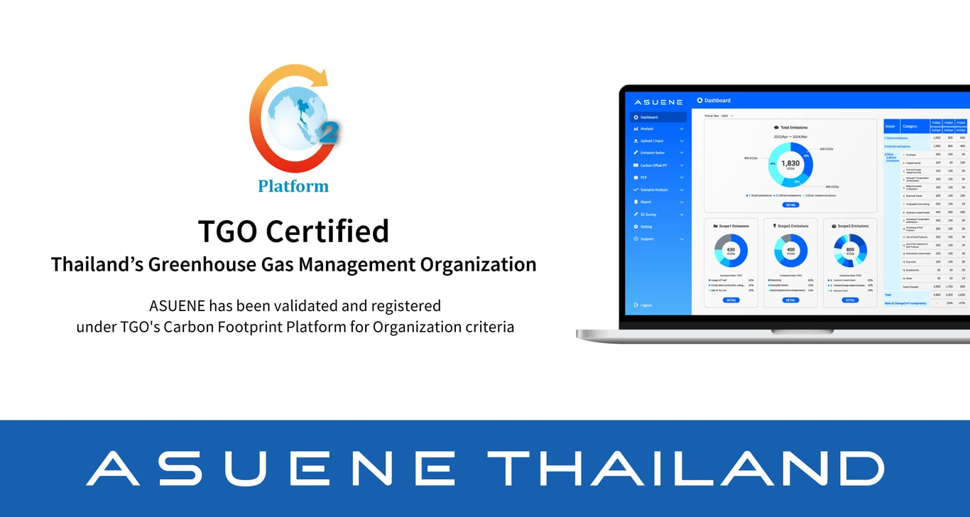 ASUENE Achieves TGO Certification in Thailand, Enabling TGO-Compliant Carbon Accounting, Reporting, and Sustainability Disclosure